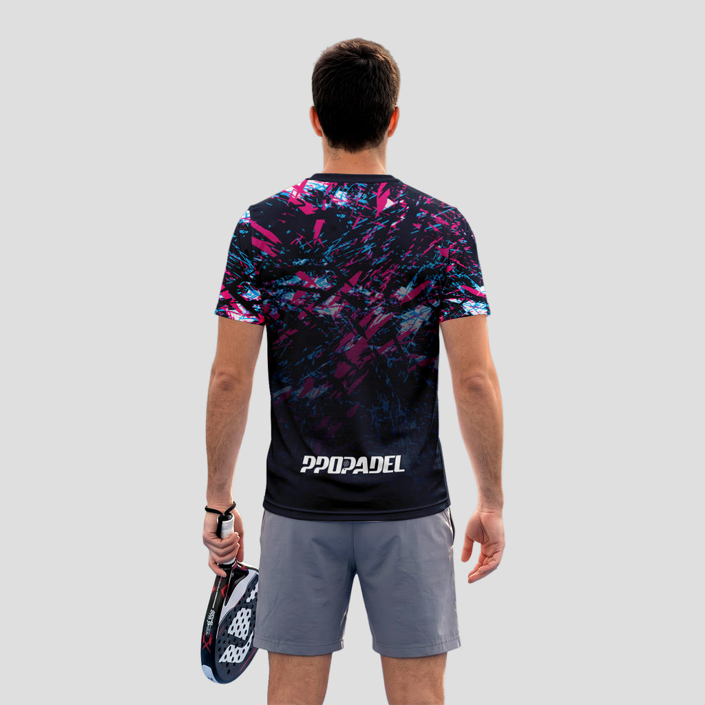 Diseño Graffiti Salpicaduras Rosa Azul Negro Camiseta De Pádel