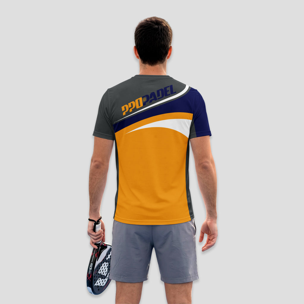 Estilo Deportivo Tricolor Naranja Gris – Camiseta de Pádel