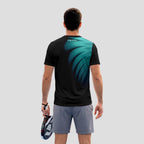 Diseño de Ondas Teal y Negro Destacado Camiseta de Pádel