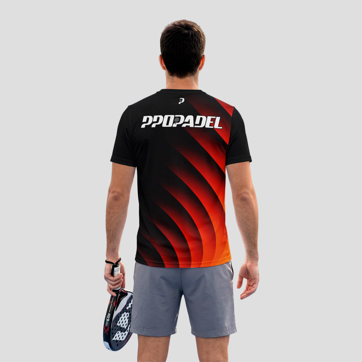 Diseño de Ondas Rojo Naranja Destacado Camiseta de Pádel