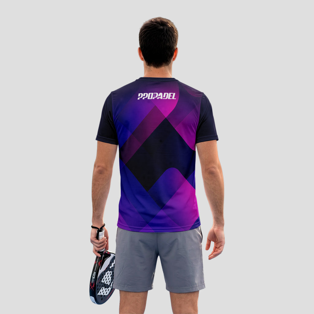 Patrón De Bloques Geométricos Violeta Rosa Camiseta De Pádel