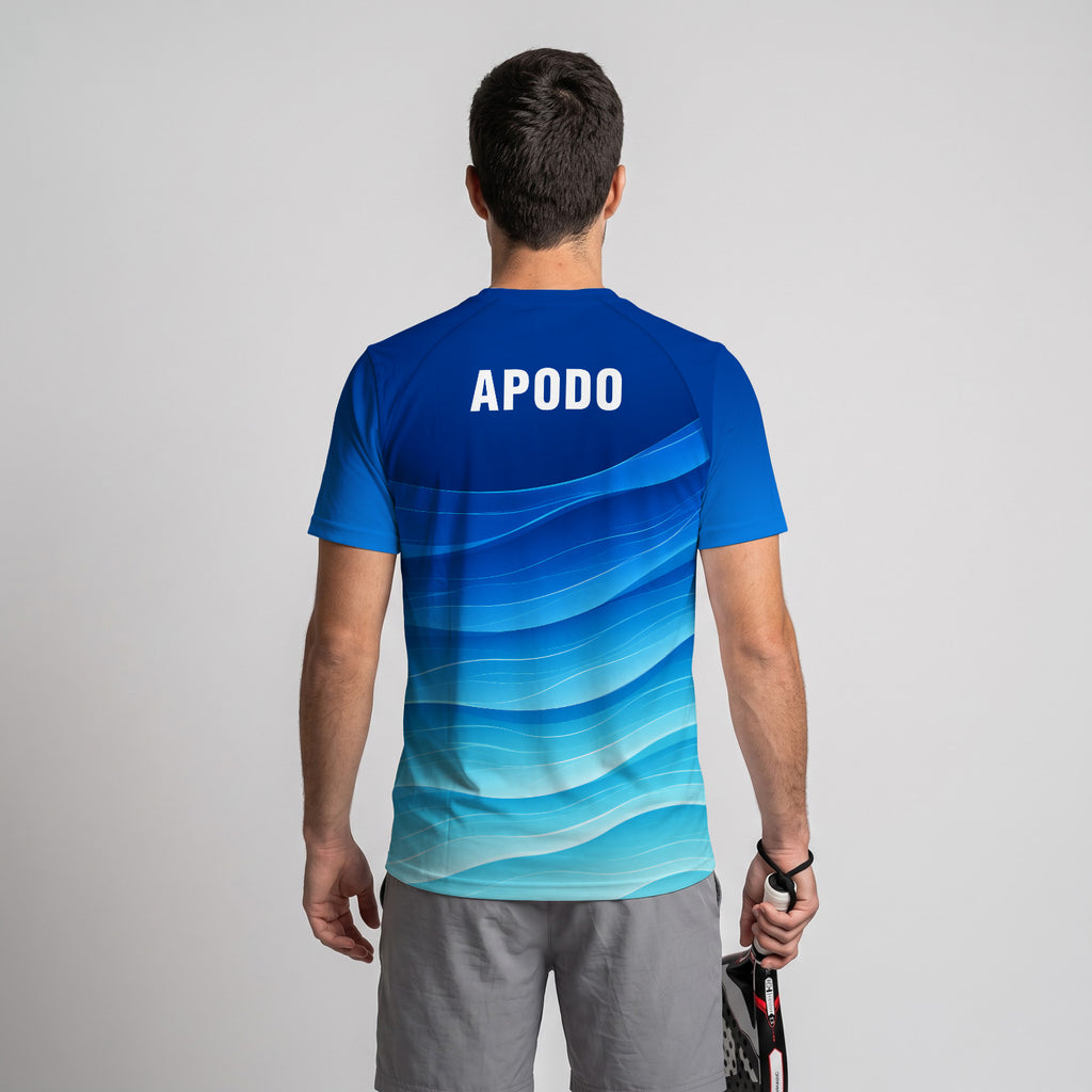 Ondas De Agua Y Degradado Azul Camiseta De Pádel
