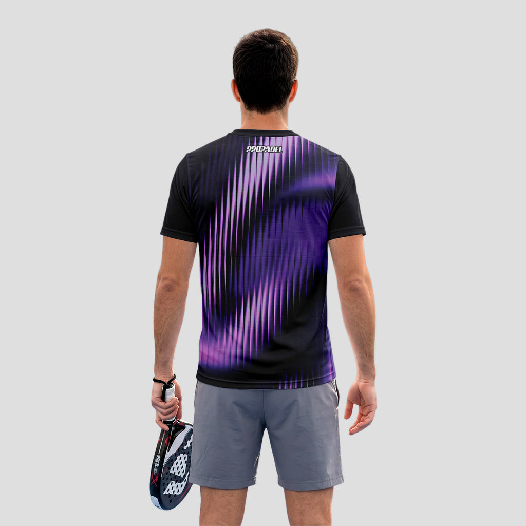 Diseño de Onda Sonora Violeta Negro Moderno Camiseta de Pádel