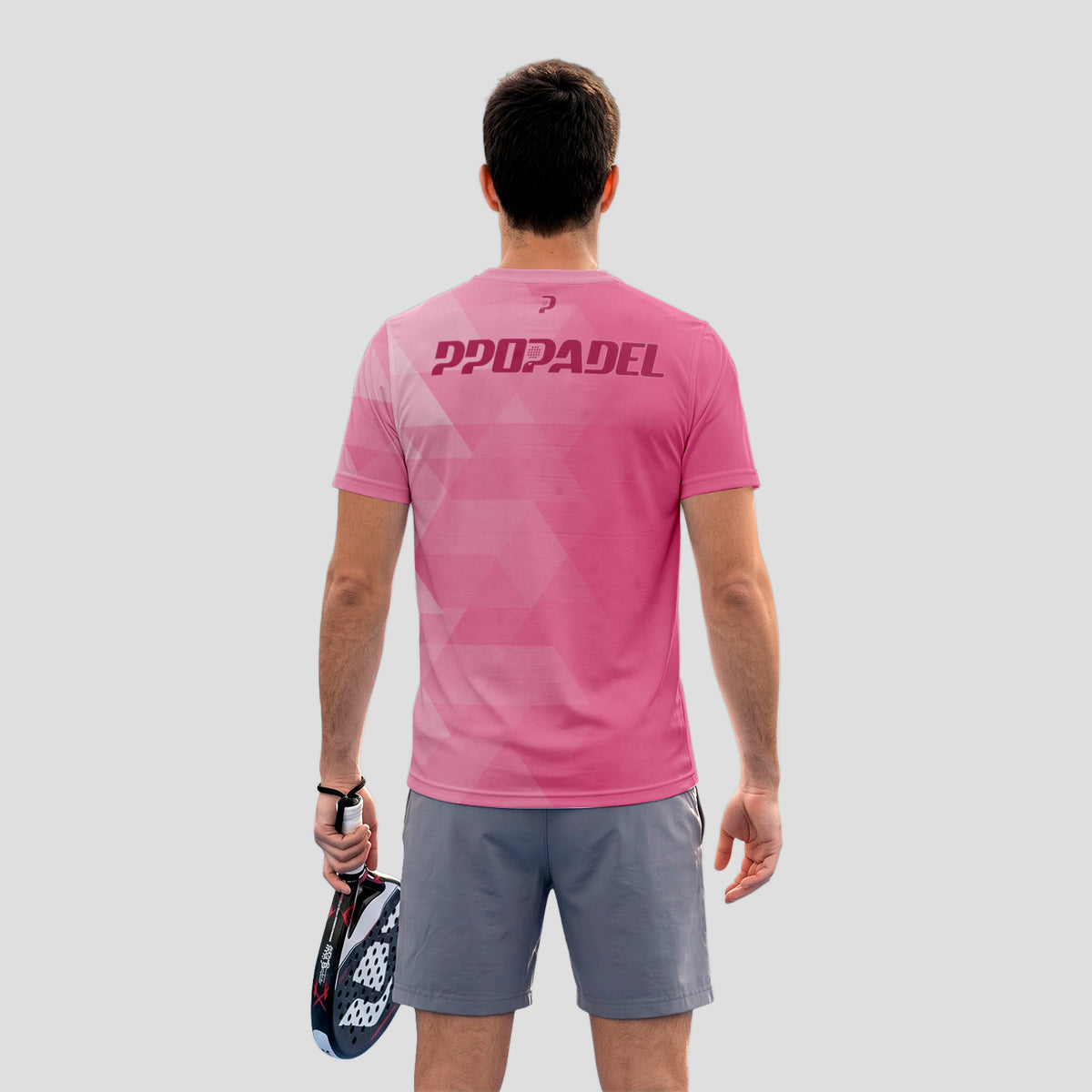 Patrón de Polígonos Rosa Magenta Camiseta de Pádel