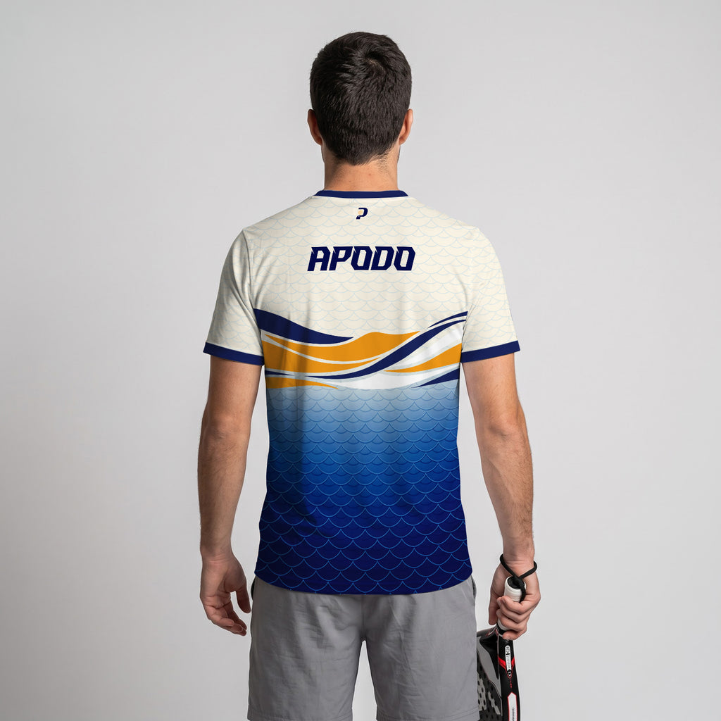 Orange Blue Waves Scales Padel T-Shirt Design