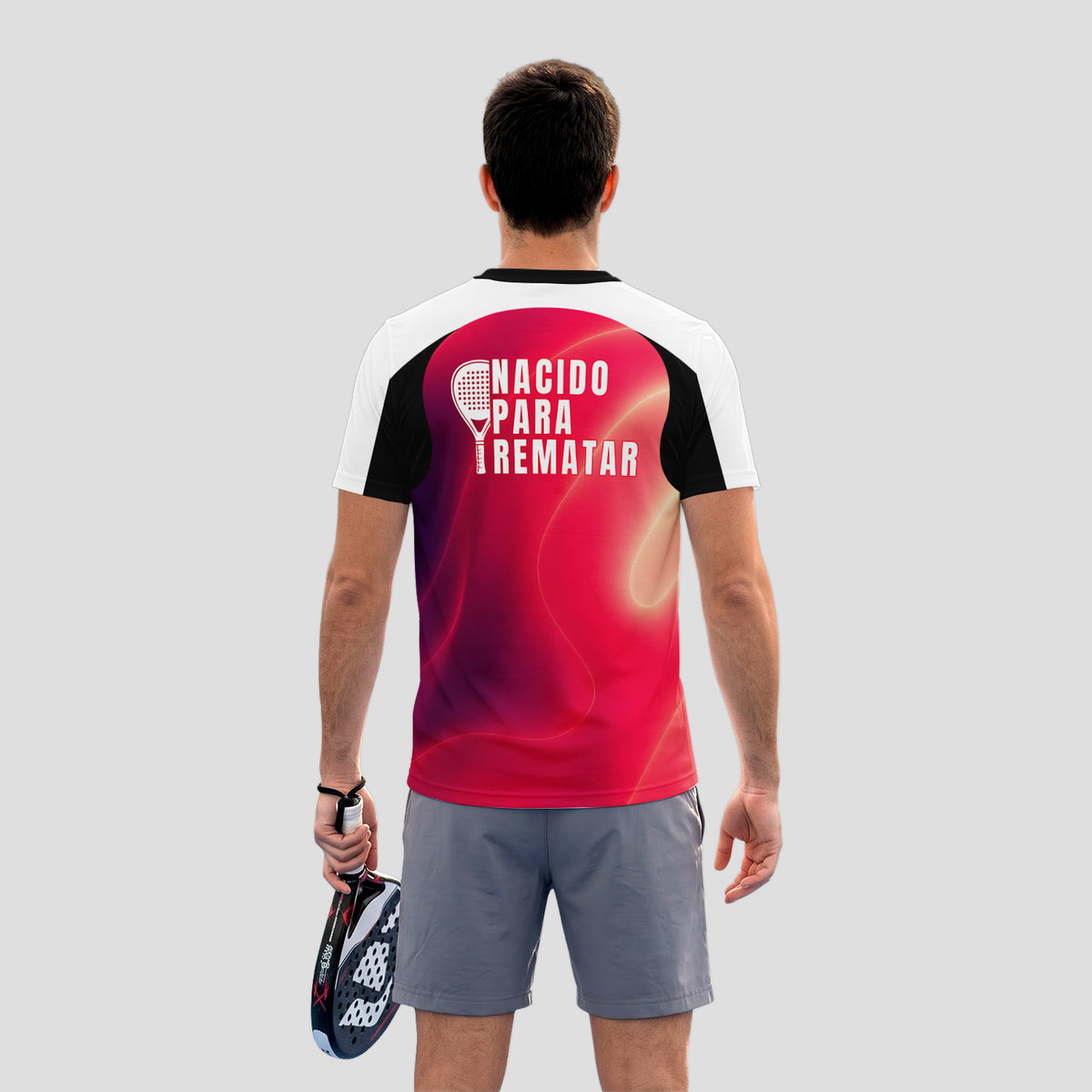 Design Phrase Born to Finish Red Gradient Padel T-Shirt