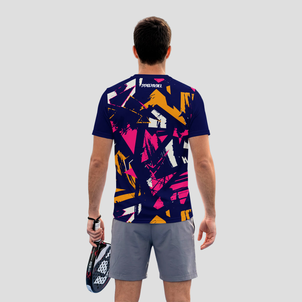 Patrón de Pinceladas Abstractas Multicolor Camiseta de Pádel