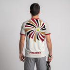 Patrón Espiral Rojo Granate Destacado Camiseta de Pádel