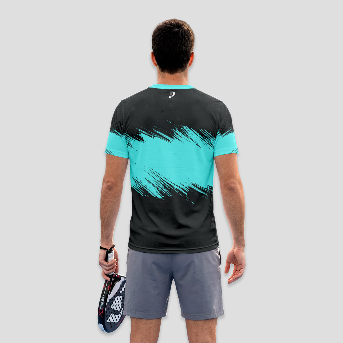 Diseño Dinámico Turquesa y Negro – Camiseta de Pádel