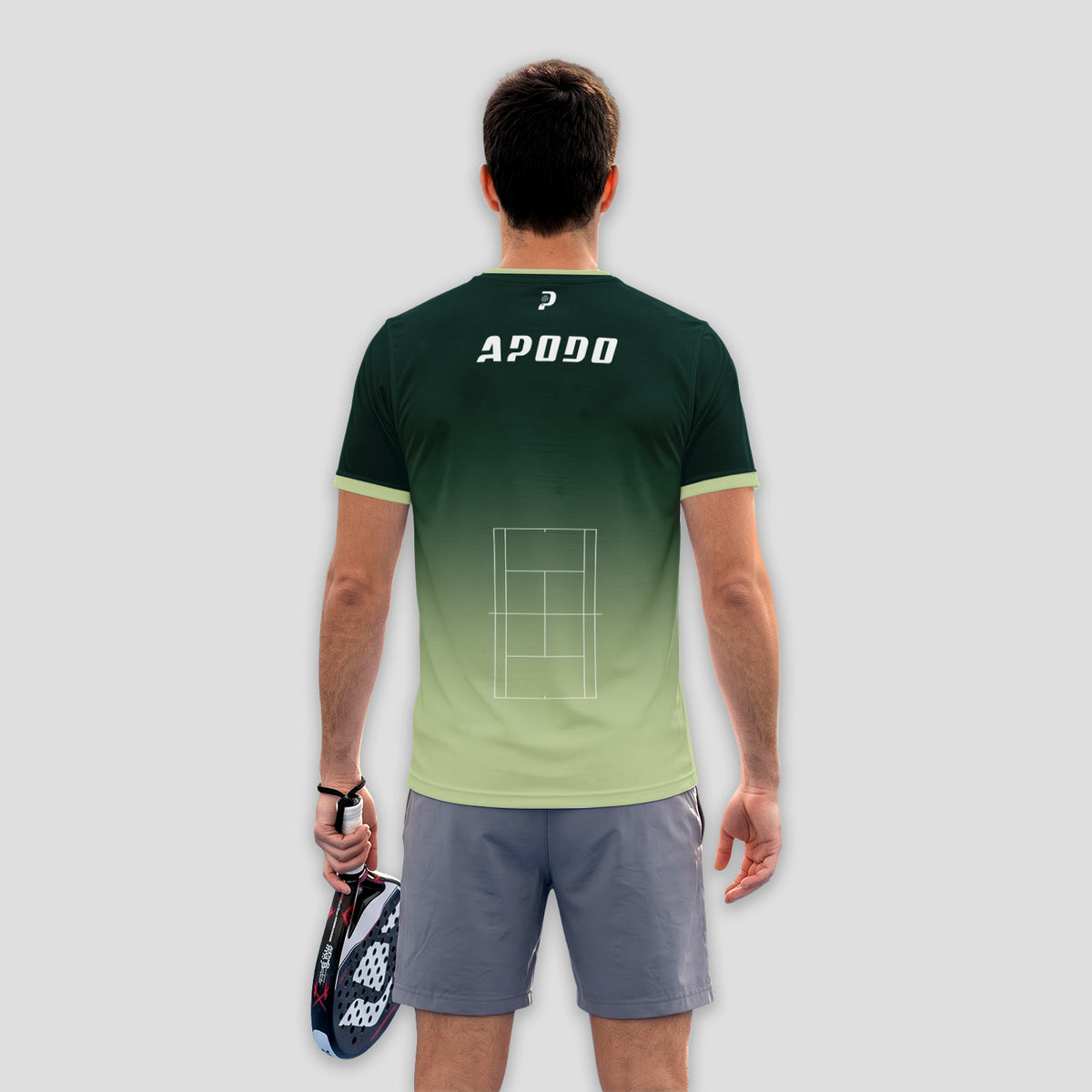 Dark Green Gradient Court Graphic Padel T-Shirt