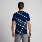 Navy Blue Geometric Flash Padel T-Shirt