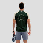 Verde Oscuro Con Ribetes Beige Y Logotipo Camiseta De Pádel