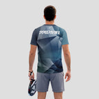 Patrón de Polígonos Azul Gris Camiseta de Pádel