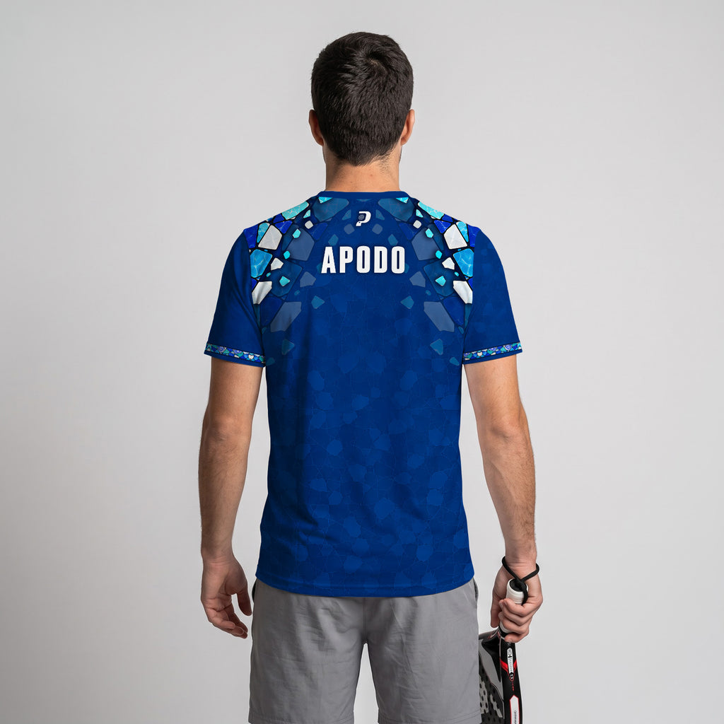 Blue Mosaic Pattern Padel T-Shirt