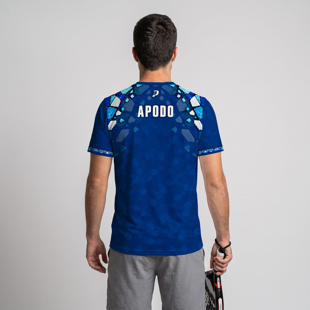 Blue Mosaic Pattern Padel T-Shirt