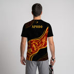 Baroque Design with Golden Leaves and Black Background Padel T-Shirt