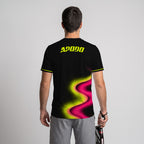 Diseño De Onda Neón Rosa Y Verde Camiseta De Pádel