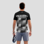 Black with Grey White Geometric Print Padel T-Shirt