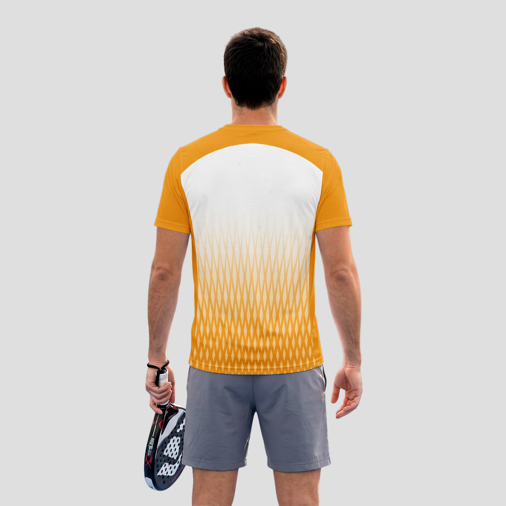 Patrón de Red Hexagonal Amarillo Blanco Destacado Camiseta de Pádel