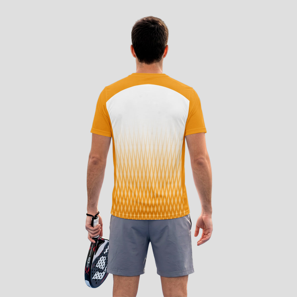 Patrón de Red Hexagonal Amarillo Blanco Destacado Camiseta de Pádel