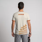 Patrón Abanico Radial Naranja Beige Destacado Camiseta de Pádel