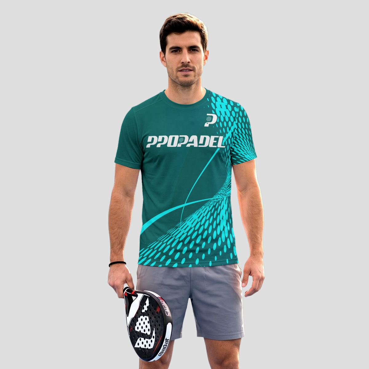 Green Turquoise Halftone Print – Padel T-Shirt