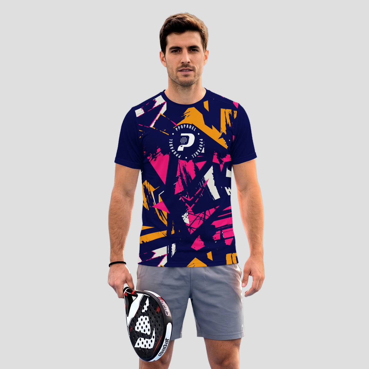 Patrón de Pinceladas Abstractas Multicolor Camiseta de Pádel
