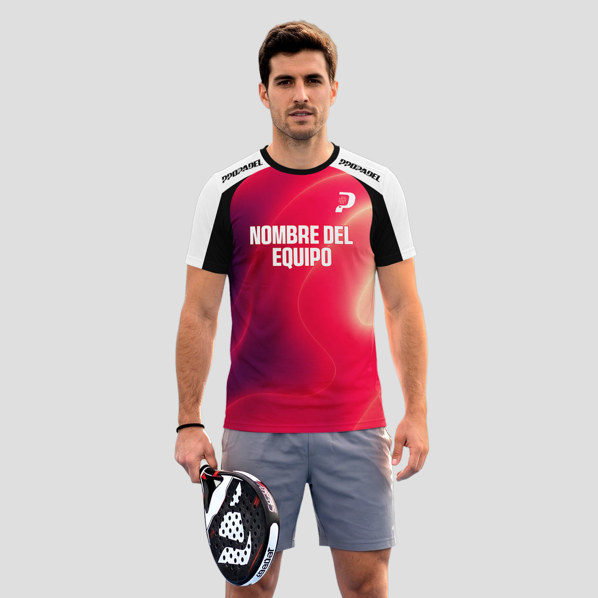 Design Phrase Born to Finish Red Gradient Padel T-Shirt