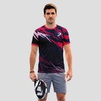 Pink Fuchsia and Navy Blue Flames – Padel T-Shirt