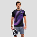 Diseño de Onda Sonora Violeta Negro Moderno Camiseta de Pádel