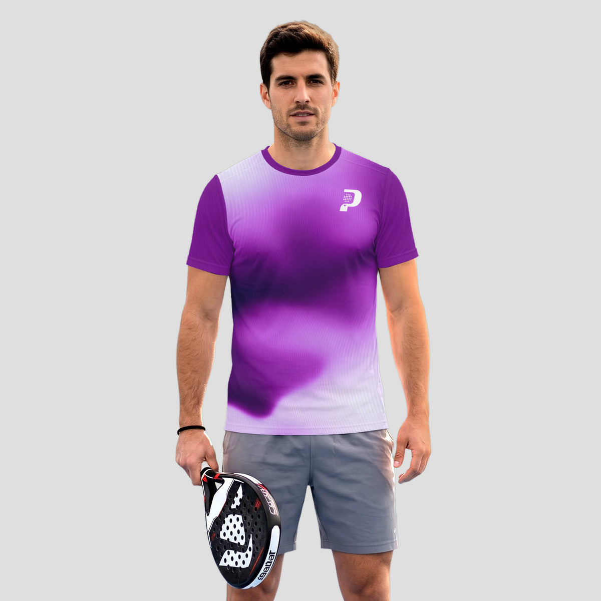 Patrón Degradado Difuminado Violeta Blanco Camiseta de Pádel