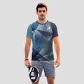 Patrón de Polígonos Azul Gris Camiseta de Pádel