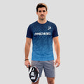 Navy Blue Padel T-Shirt With Gradient Print And Logo