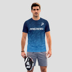 Navy Blue Padel T-Shirt With Gradient Print And Logo