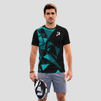 Patrón de Triángulos Teal Geométrico Camiseta de Pádel
