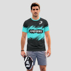 Diseño Dinámico Turquesa y Negro – Camiseta de Pádel