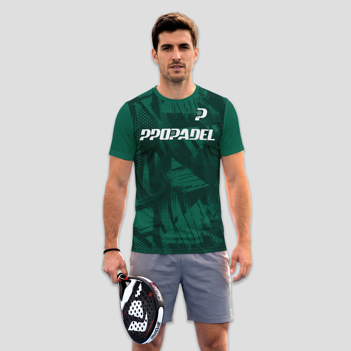 Verde Oscuro Pinceladas Abstractas – Camiseta de Pádel