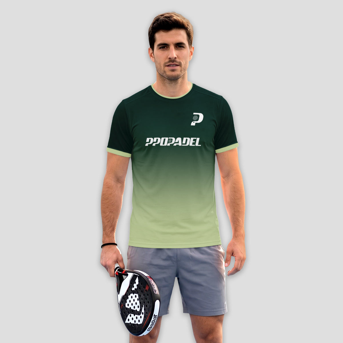 Dark Green Gradient Court Graphic Padel T-Shirt