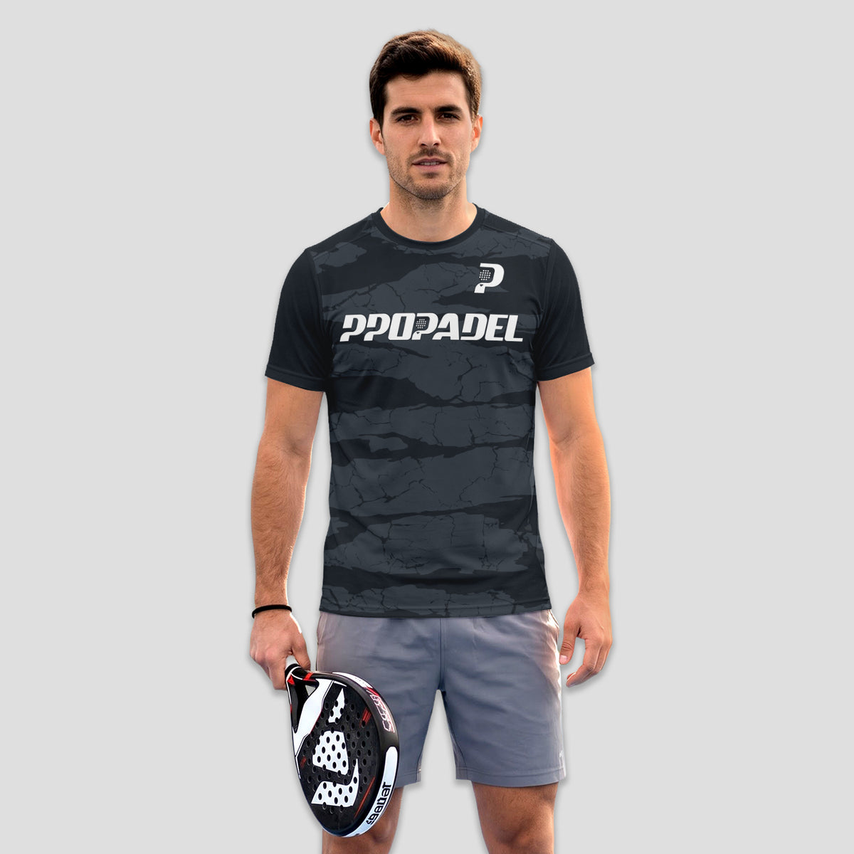 Dark Grey and Black Camouflage – Padel T-Shirt