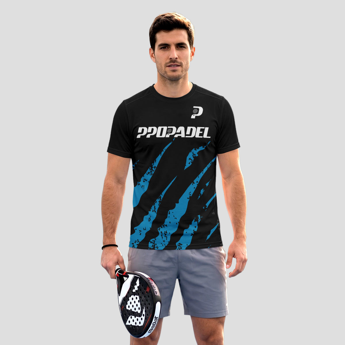 Negra Garras Azul Neón – Camiseta de Pádel