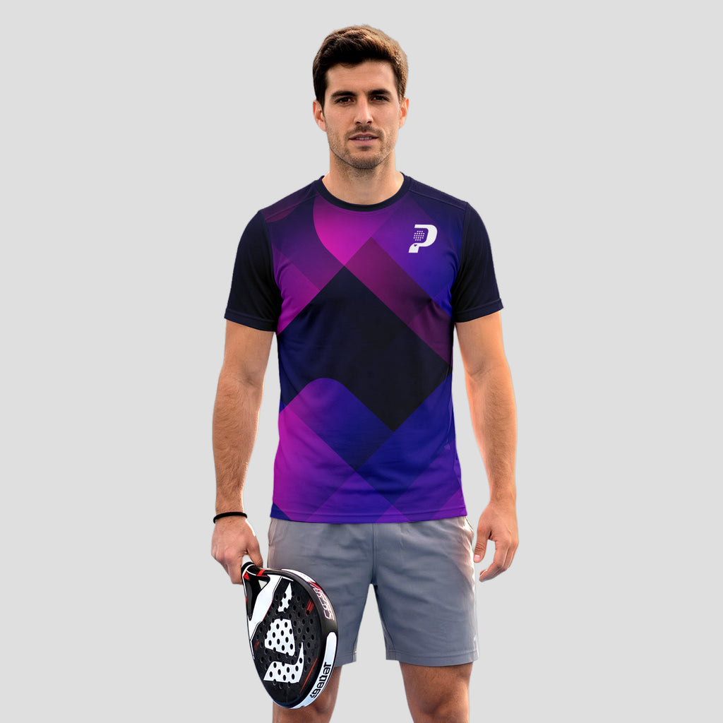 Patrón De Bloques Geométricos Violeta Rosa Camiseta De Pádel