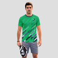 Verde Con Líneas Diagonales Multicolores Camiseta De Pádel