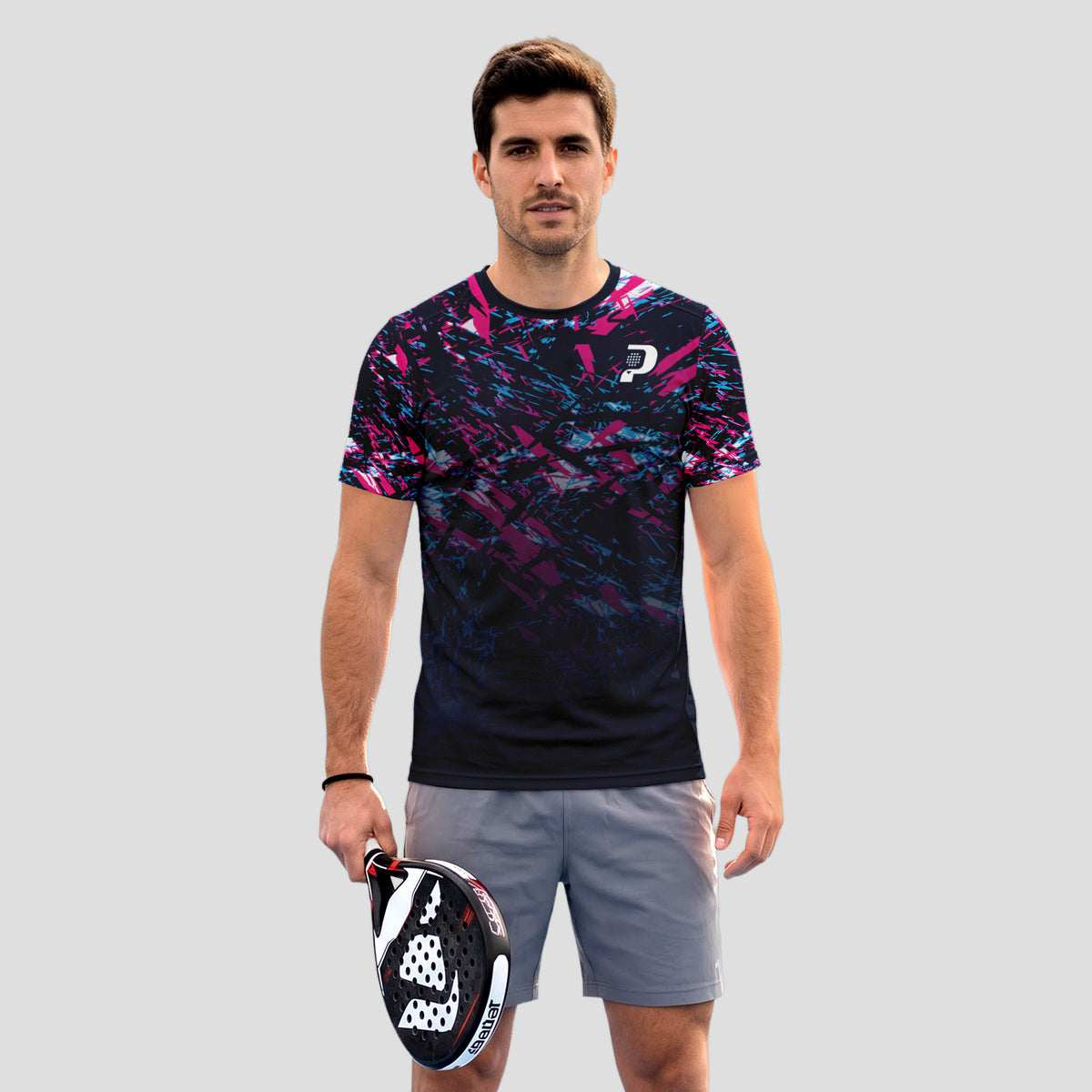 Diseño Graffiti Salpicaduras Rosa Azul Negro Camiseta De Pádel