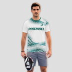 Green Scale Pattern White Feature Padel T-Shirt