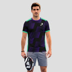 Morado y Verde Menta Geométrico – Camiseta de Pádel