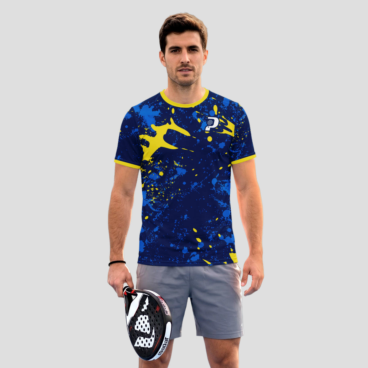 Blue And Yellow Abstract Style Padel T-Shirt
