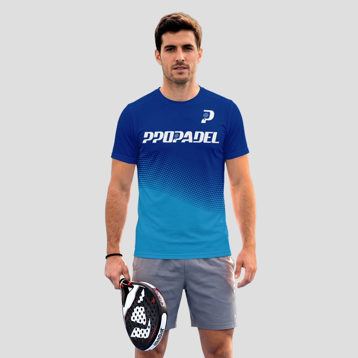 Degradé Blue Halftone Print – Padel T-Shirt