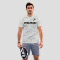 White Blue Geometric Lines – Padel T-Shirt
