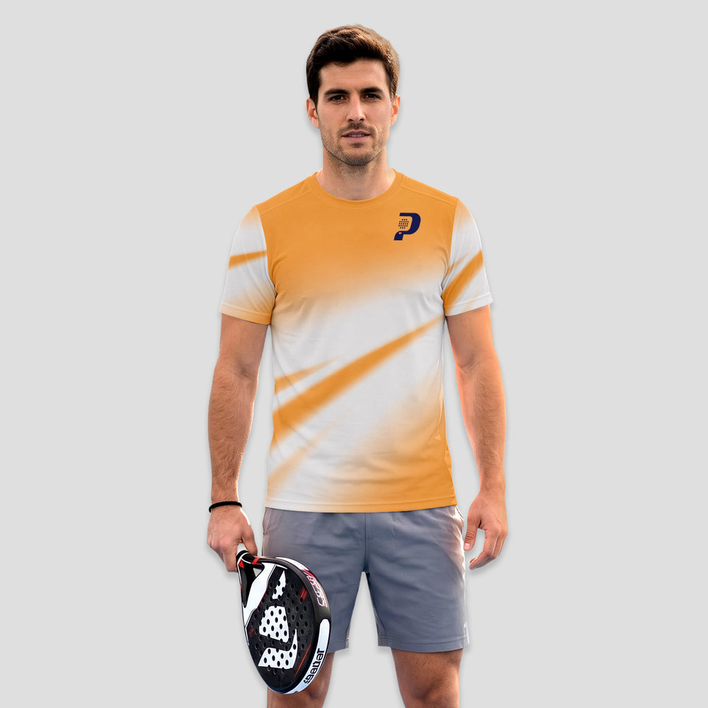 Diseño Ondas Naranja y Blanco – Camiseta de Pádel