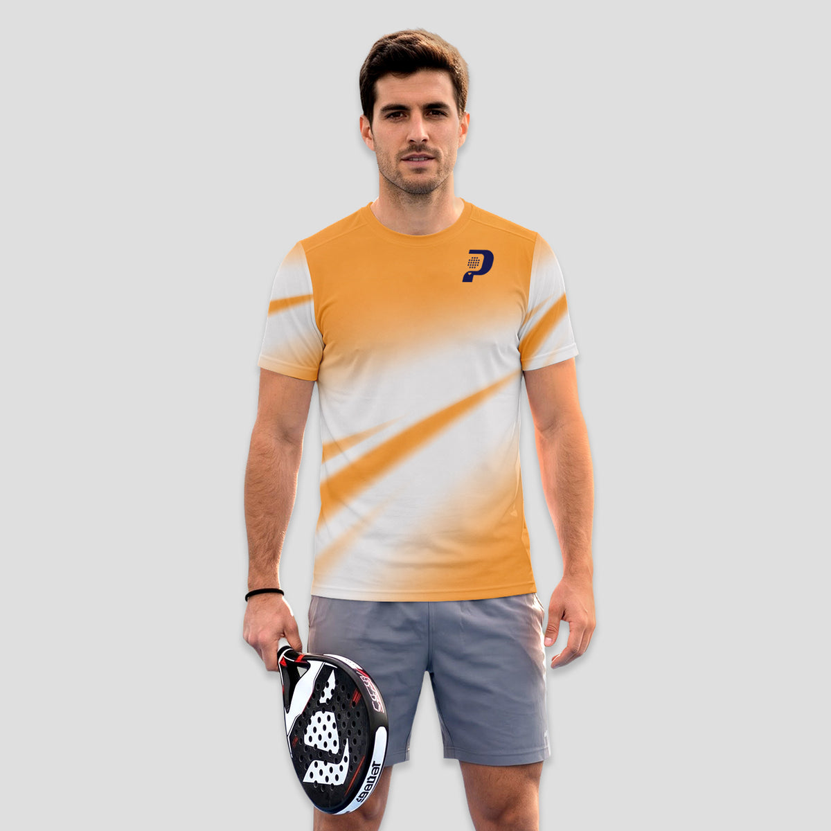 Diseño Ondas Naranja y Blanco – Camiseta de Pádel